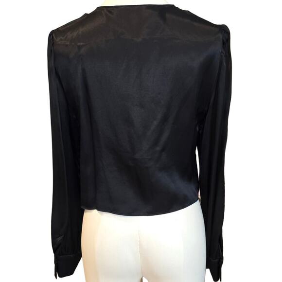 Zara NWT Black Crop Golden Ring Blouse Sz Small - Picture 4 of 8